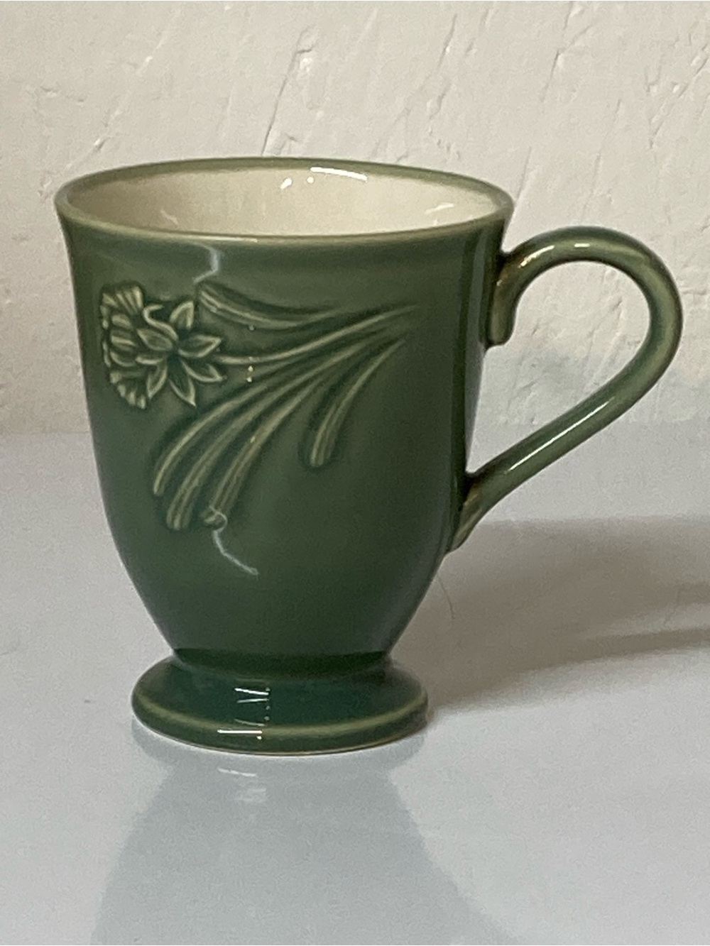 Lenox Poppies Rainbow Green 4.5 inch Floral Relief Ceramic Mug
